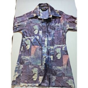 VINTAGE Buxton Bug a Boo Permanent Press Kids Button Up Shirt Art Print Size 18